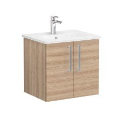 Vitra Root 66351 Lavabo Dolabı, Kapaklı, 60 cm, Doğal Meşe, Yuvarlak Lavabolu